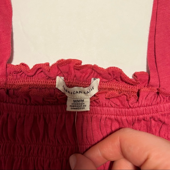 American Eagle Red Smocked Crop Top - Picture 6 of 8